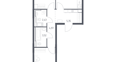 2-к. квартира, 55&nbsp;м²