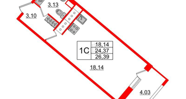 Студия, 24&nbsp;м²