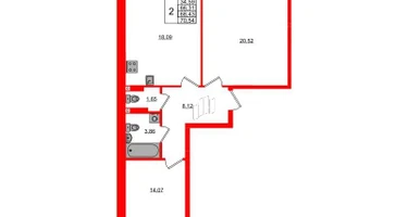 2-к. квартира, 68&nbsp;м²
