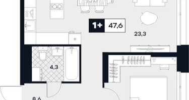 1-к. квартира, 47&nbsp;м²