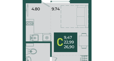 Студия, 26 м²