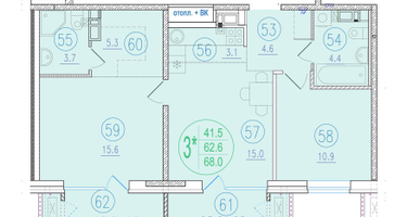 3-к. квартира, 68&nbsp;м²