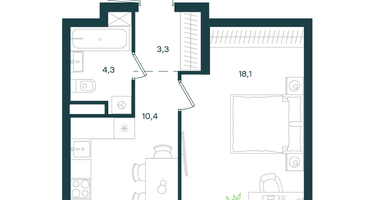 1-к. квартира, 36&nbsp;м²