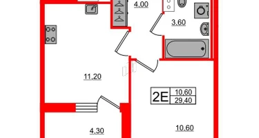 1-к. квартира, 29&nbsp;м²