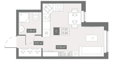 Студия, 23&nbsp;м²