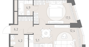 2-к. квартира, 50 м²