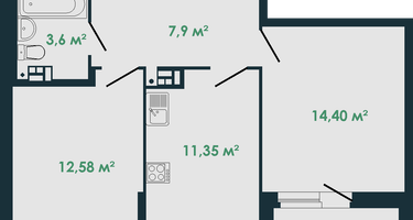 2-к. квартира, 51&nbsp;м²