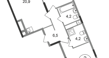 2-к. квартира, 67 м²
