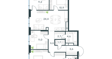 4-к. квартира, 99&nbsp;м²
