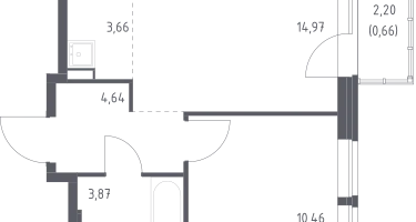 Студия, 38&nbsp;м²