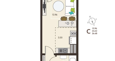 Студия, 26&nbsp;м²