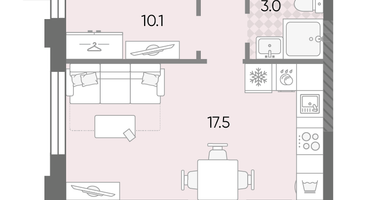 Студия, 36 м²