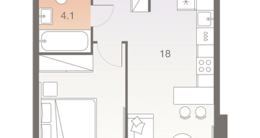 2-к. квартира, 42 м²