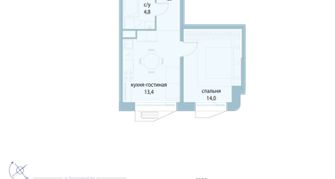 1-к. квартира, 36 м²