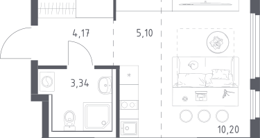 Студия, 22&nbsp;м²