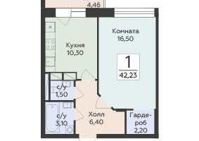 1-к. квартира, 42&nbsp;м²