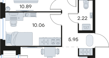 2-к. квартира, 45&nbsp;м²