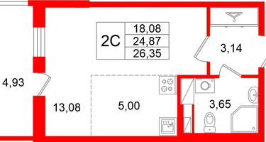 Студия, 24 м²