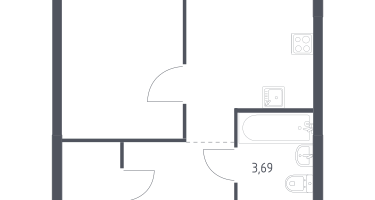 1-к. квартира, 34&nbsp;м²