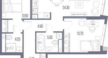 2-к. квартира, 71&nbsp;м²