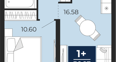 1-к. квартира, 35 м²