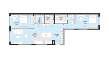 1-к. квартира, 57&nbsp;м²