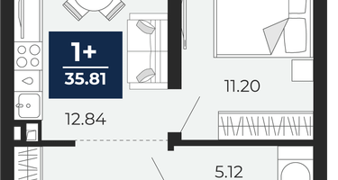 1-к. квартира, 35&nbsp;м²