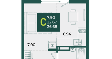 Студия, 26 м²