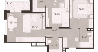 2-к. квартира, 71 м²