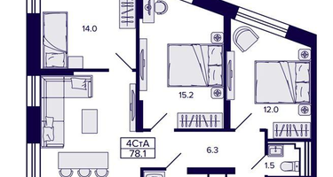 4-к. квартира, 78&nbsp;м²