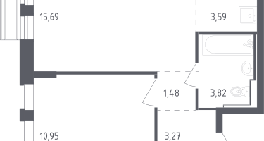 Студия, 38&nbsp;м²