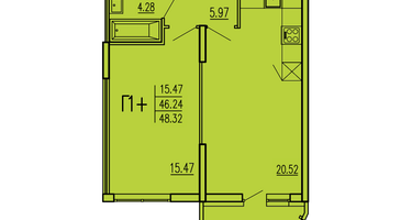 1-к. квартира, 48 м²