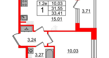1-к. квартира, 30&nbsp;м²