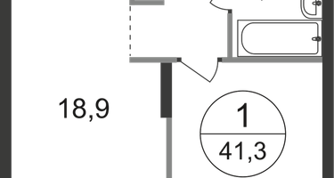 1-к. квартира, 41 м²