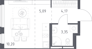 Студия, 22&nbsp;м²