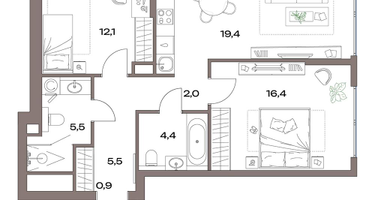3-к. квартира, 66&nbsp;м²