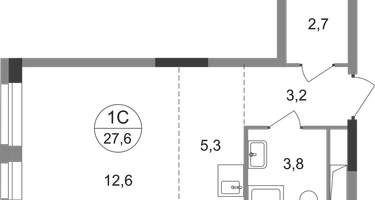 Студия, 27 м²