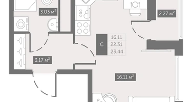 Студия, 23&nbsp;м²