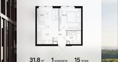 1-к. квартира, 31&nbsp;м²