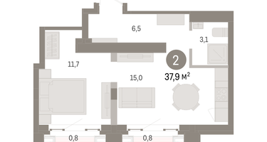 2-к. квартира, 37&nbsp;м²