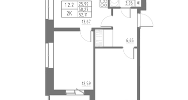 2-к. квартира, 52&nbsp;м²