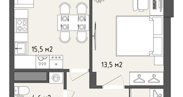 1-к. квартира, 43&nbsp;м²