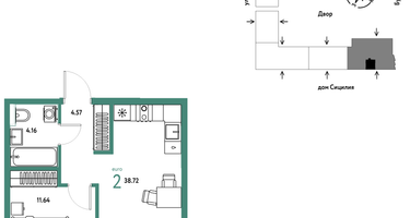 2-к. квартира, 38 м²