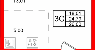 Студия, 24&nbsp;м²