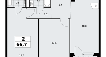 2-к. квартира, 66&nbsp;м²