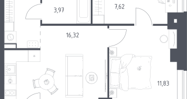 1-к. квартира, 45&nbsp;м²