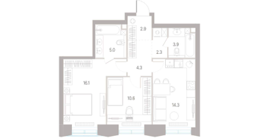 2-к. квартира, 59&nbsp;м²