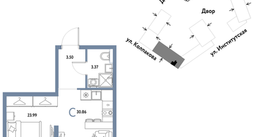 Студия, 30 м²