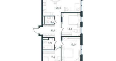 3-к. квартира, 87 м²