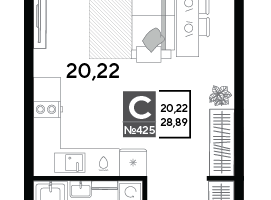 Студия, 28&nbsp;м²